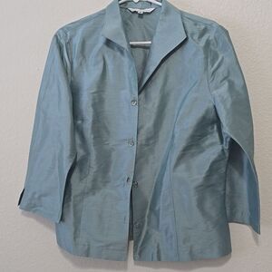 CONNIE ROBERSON Green, Silk Shatung Shirt and Shell Set